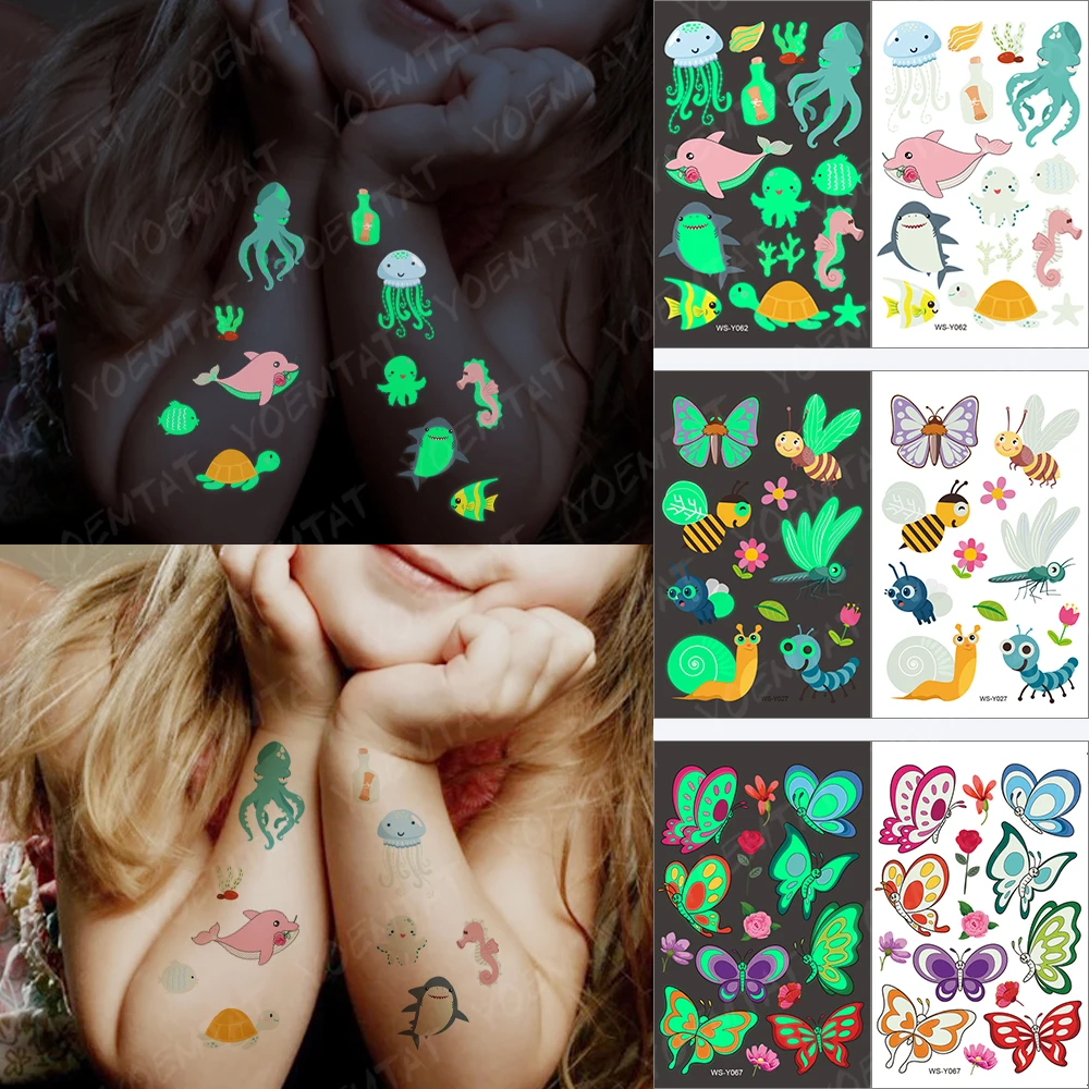 Waterproof Temporary Tattoo Stickers Kids Luminous Whale Shark Octopus Seahorse Turtle Animal Tatoo Cartoon Glowing Fake Tatto
Waterproof Temporary Tattoo Stickers Kids Luminous Whale Shark Octopus Seahorse Turtle Animal Tatoo Cartoon Glowing Fake Tatto