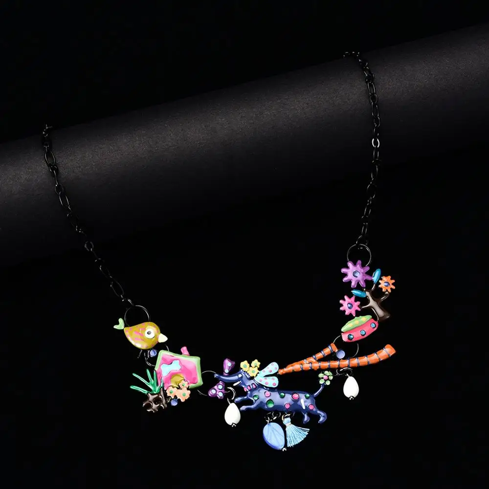 Enamel Necklace & Pendant Colorful Zinc Alloy Necklaces Accessories Gifts For Women Girl Kids Jewelry Animal Dog Tassels | Украшения и