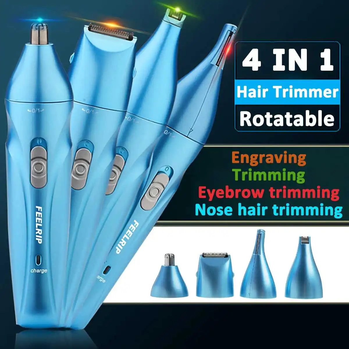4-IN-1 Rechargeable Hair Trimmer Electric Hair Clipper Nose Hair Cutting Machine with Rotatable Head Man Woman Razor Remover Kit
4-IN-1 Rechargeable Hair Trimmer Electric Hair Clipper Nose Hair Cutting Machine with Rotatable Head Man Woman Razor Remover Kit
