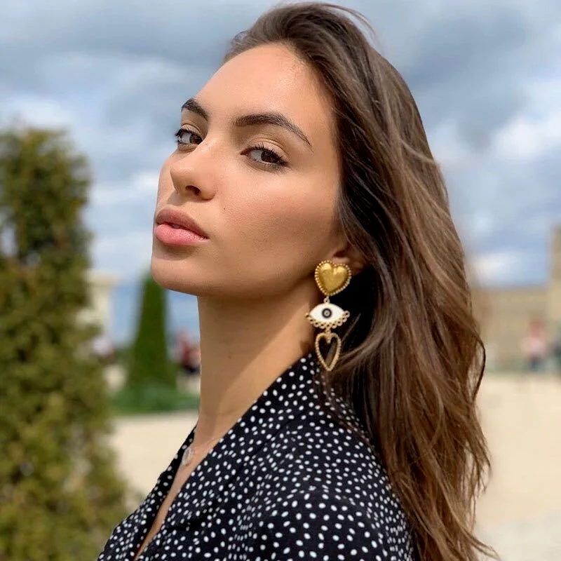 Women's EARRINGS Metal Fashion Trend Two-layer Hollow Out Oil Dripping Love Eyes Earrings Vintage Earrings Ethnic Tribal Antique 
Women's EARRINGS Metal Fashion Trend Two-layer Hollow Out Oil Dripping Love Eyes Earrings Vintage Earrings Ethnic Tribal Antique