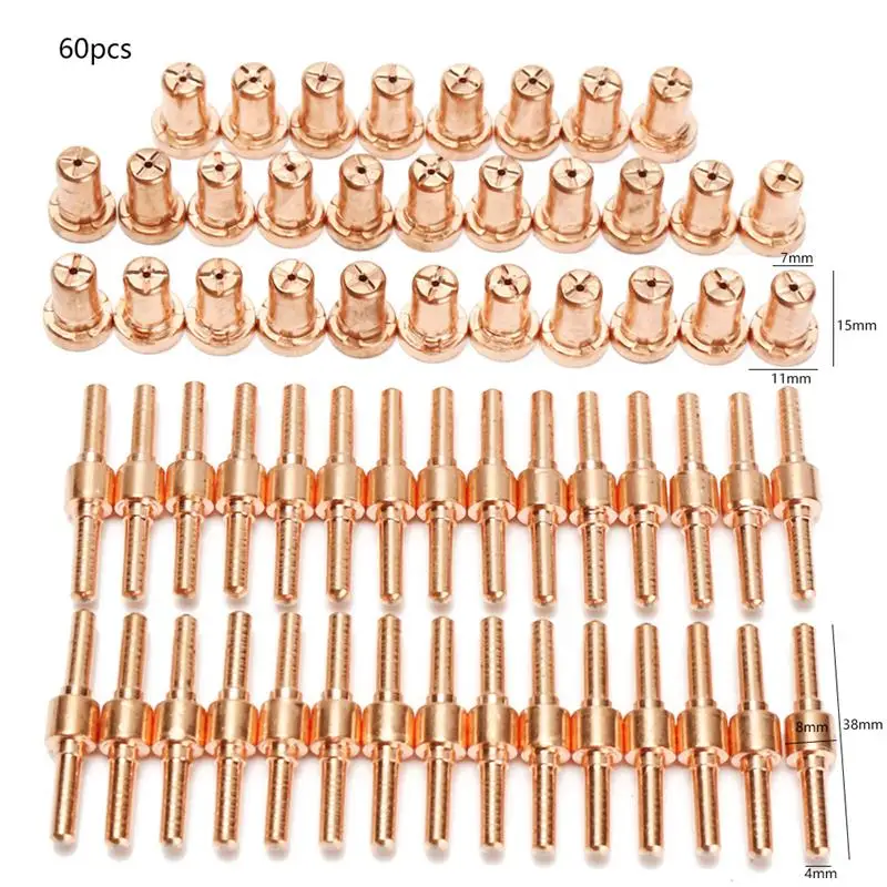 60pcs Red Copper Extended Long Plasma Cutter Tip Electrodes And Nozzles Kit Consumable For PT31 LG40 40A Cutting Torch
60pcs Red Copper Extended Long Plasma Cutter Tip Electrodes And Nozzles Kit Consumable For PT31 LG40 40A Cutting Torch