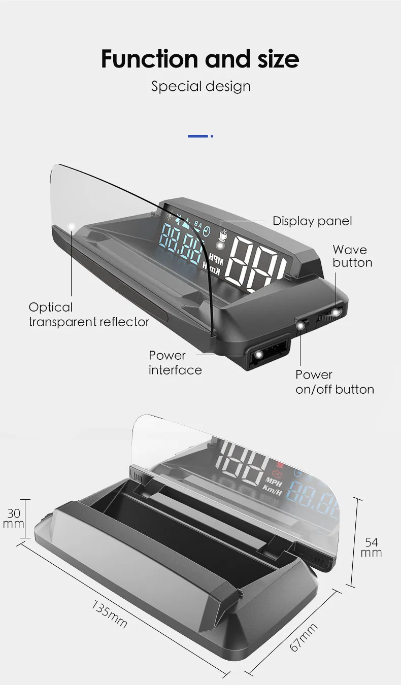 GPS HUD L3 Head-Up Display Speedometer KMH/KPM Overspeed Alarm Fatigue Driving Reminder Anti-Slop Car Windscreen Projection
GPS HUD L3 Head-Up Display Speedometer KMH/KPM Overspeed Alarm Fatigue Driving Reminder Anti-Slop Car Windscreen Projection