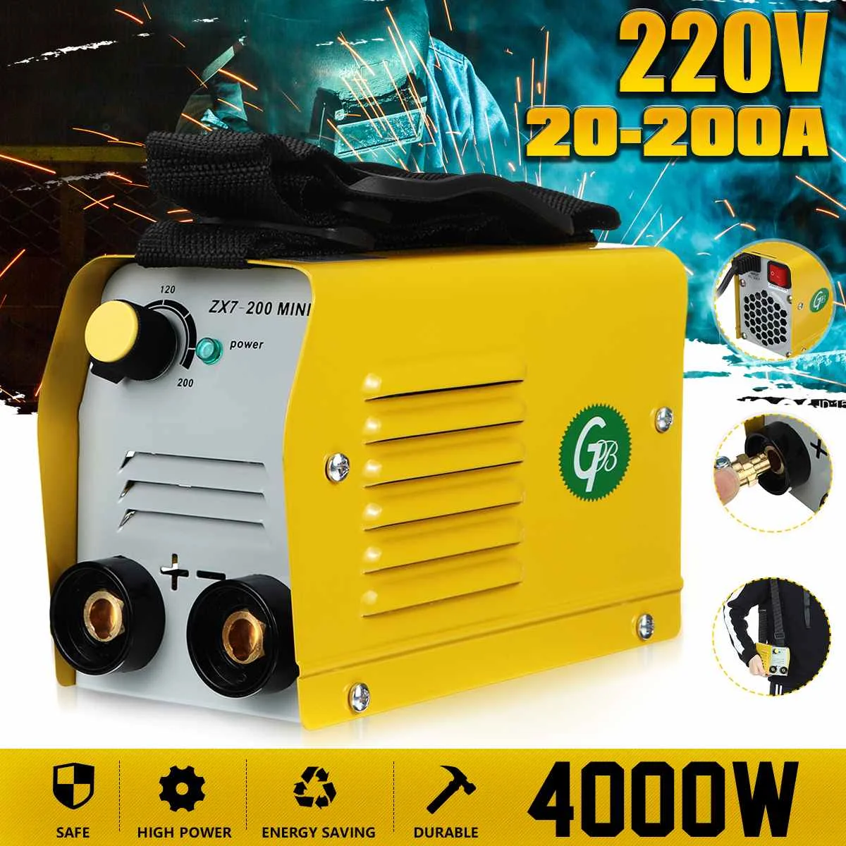 220V 4000W ZX7-200 Mini Arc Welders 200A Mini Welding Equipmen Welding Machine Welding Inverter Welderg Tool Welding Working
220V 4000W ZX7-200 Mini Arc Welders 200A Mini Welding Equipmen Welding Machine Welding Inverter Welderg Tool Welding Working