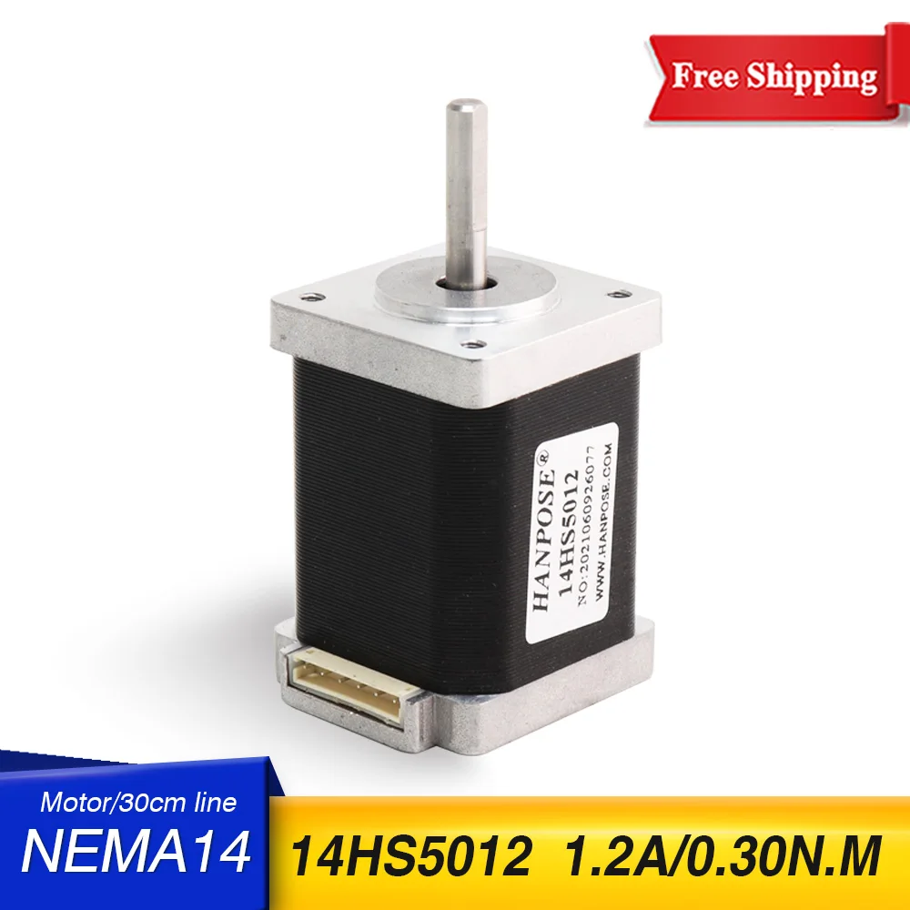 NEMA14 14HS5012 4-lead 50mm 1.2A 0.30N.m Nema14 stepper motor 50mm 25.5Oz-in for 3D printer for CNC engraving milling machine
NEMA14 14HS5012 4-lead 50mm 1.2A 0.30N.m Nema14 stepper motor 50mm 25.5Oz-in for 3D printer for CNC engraving milling machine