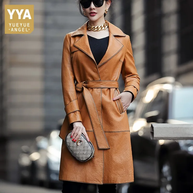 New Fashion Women Long Genuine Leather Jacket Belted Slim Office Ladies Real Sheepskin Coat Elegant Windbreaker Trench Outerwear
New Fashion Women Long Genuine Leather Jacket Belted Slim Office Ladies Real Sheepskin Coat Elegant Windbreaker Trench Outerwear