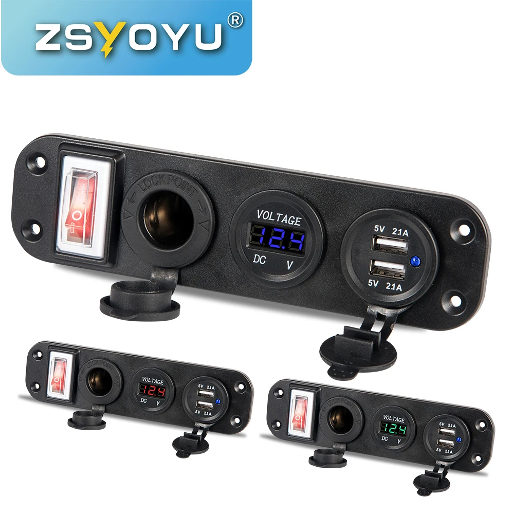 Кулисный выключатель автомобильная USB розетка адаптер для быстрой зарядки