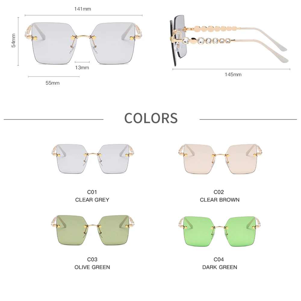 LongKeeper Vintage Fashion Oversized Rimless Sunglasses Women Luxury Brand Design Rhinestone Metal Frame Eyeglasses For Female
LongKeeper Vintage Fashion Oversized Rimless Sunglasses Women Luxury Brand Design Rhinestone Metal Frame Eyeglasses For Female