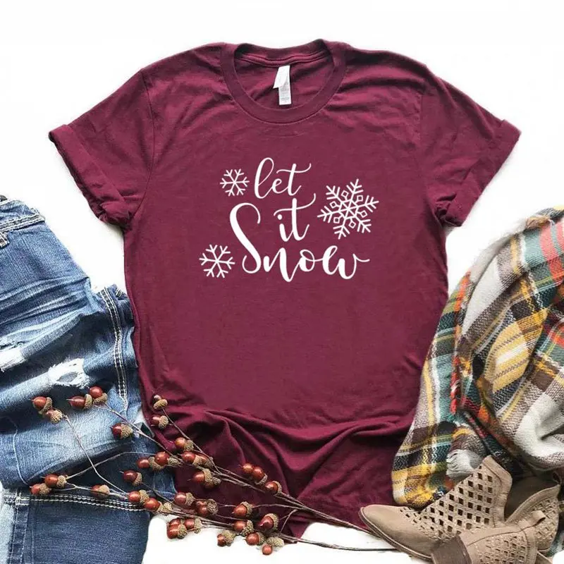 Women T Shirt Let It Snow Print Tshirt Women Short Sleeve O Neck Loose T-shirt Ladies Summer Causal Tee Shirt Clothes Tops
Women T Shirt Let It Snow Print Tshirt Women Short Sleeve O Neck Loose T-shirt Ladies Summer Causal Tee Shirt Clothes Tops