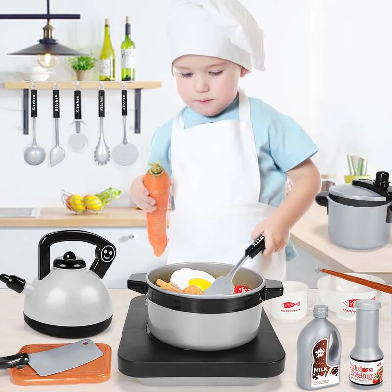 

Miniature Kitchen Pots Pans Kettle Faked Food Kids Kitchen Toys for Children Pretend Play Girls Toys Kitchenware Play Set Gifts