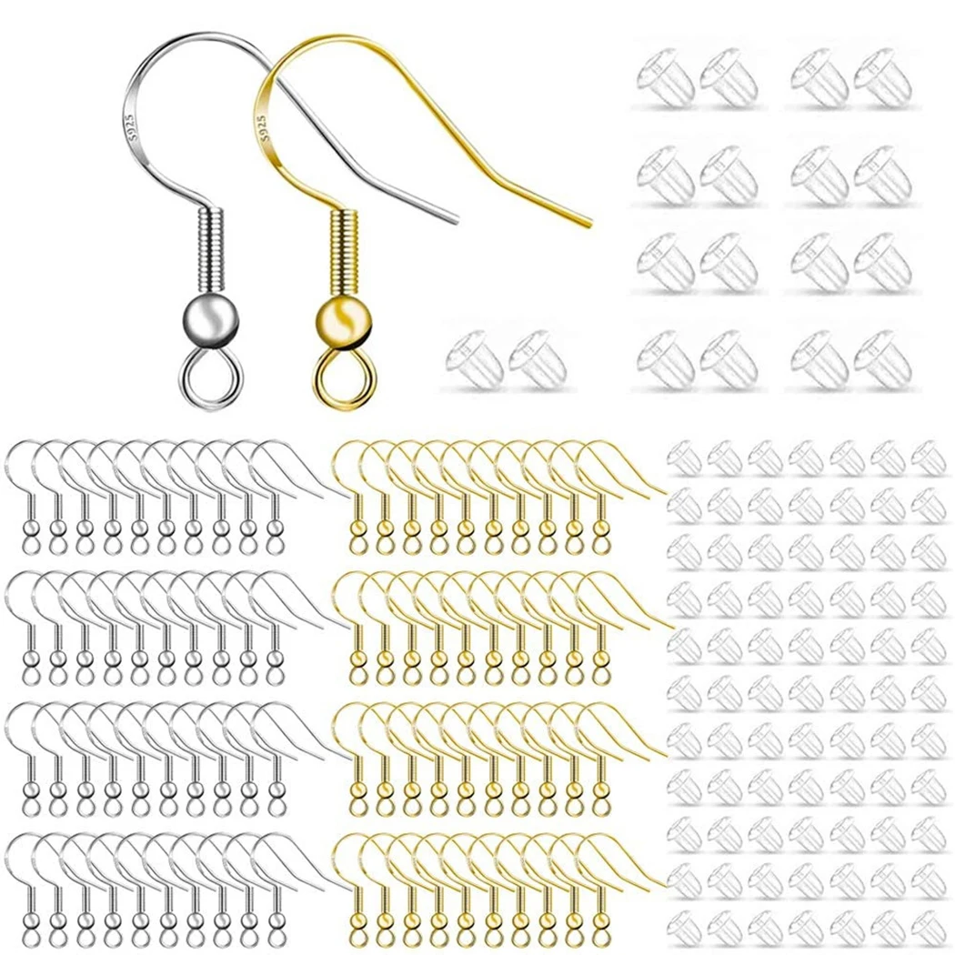 400PC Earring Making Supplies Kit DIY Alloy Earring Hooks Silicone Earring Safety Back Hooks For Jewelry Making Stud Earrings
400PC Earring Making Supplies Kit DIY Alloy Earring Hooks Silicone Earring Safety Back Hooks For Jewelry Making Stud Earrings
