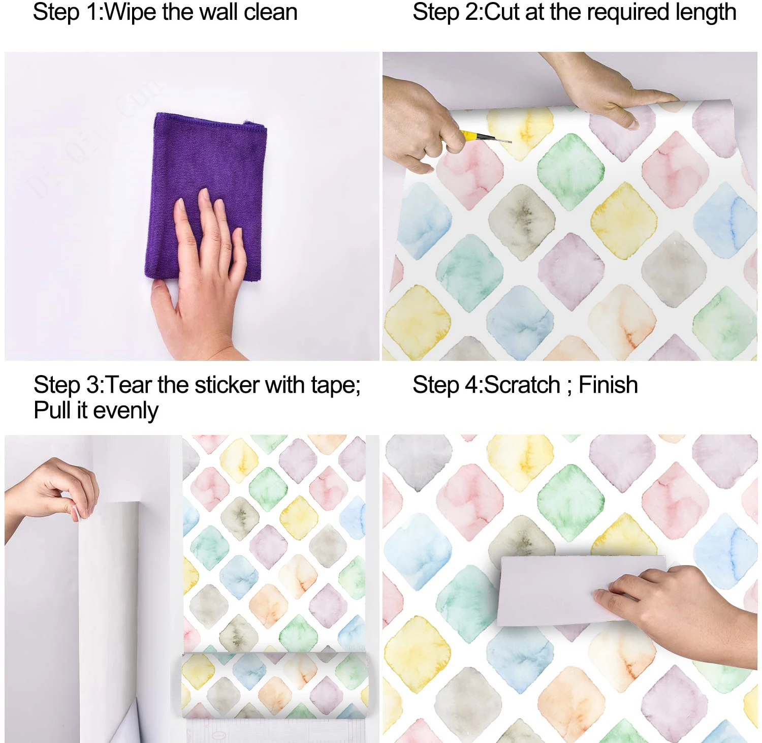 Geometric Peel And Stick Wallpaper Removable Paper Blue/Green/Yellow/Purple Watercolor Square Lattice Mural Home Wall Decorition
Geometric Peel And Stick Wallpaper Removable Paper Blue/Green/Yellow/Purple Watercolor Square Lattice Mural Home Wall Decorition