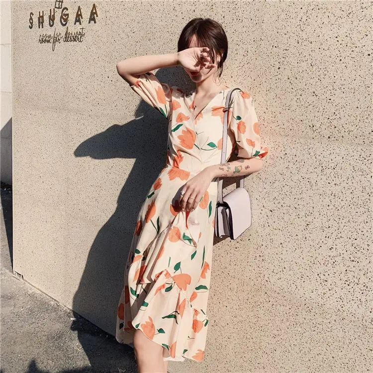 COIGARSAM French Style Floral Print Women dress New Summer Spring Dresses 1905
COIGARSAM French Style Floral Print Women dress New Summer Spring Dresses 1905