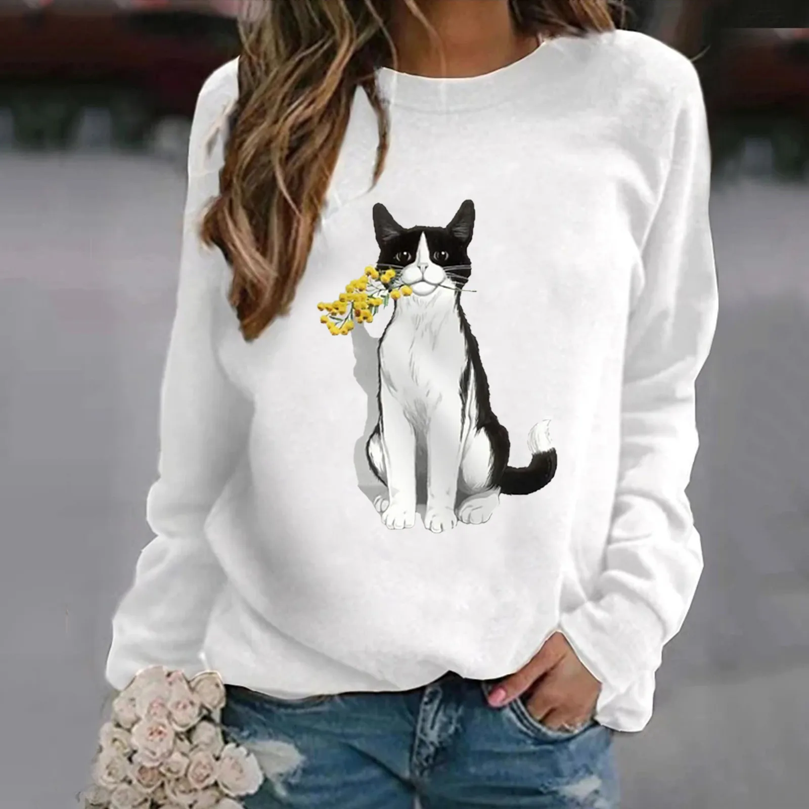 Autumn Winter Casual Clothes 2021 Womens Long-Sleeved Cat Print T-shirt Harajuku Aesthetic Tops Blouse Female Streetwear A40
Autumn Winter Casual Clothes 2021 Womens Long-Sleeved Cat Print T-shirt Harajuku Aesthetic Tops Blouse Female Streetwear A40
