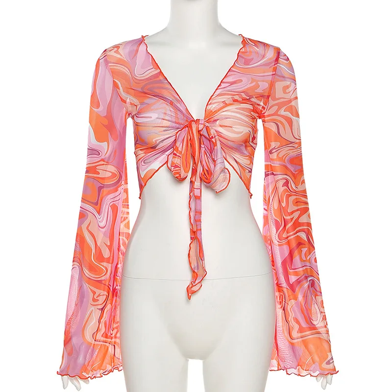 Adogirl Long Sleeve Mesh Women Crop Top Tie Dye T Shirts Fashion Party Summer Beach Club Wear Outfits Emale Sexy Slim Fit Tee
Adogirl Long Sleeve Mesh Women Crop Top Tie Dye T Shirts Fashion Party Summer Beach Club Wear Outfits Emale Sexy Slim Fit Tee