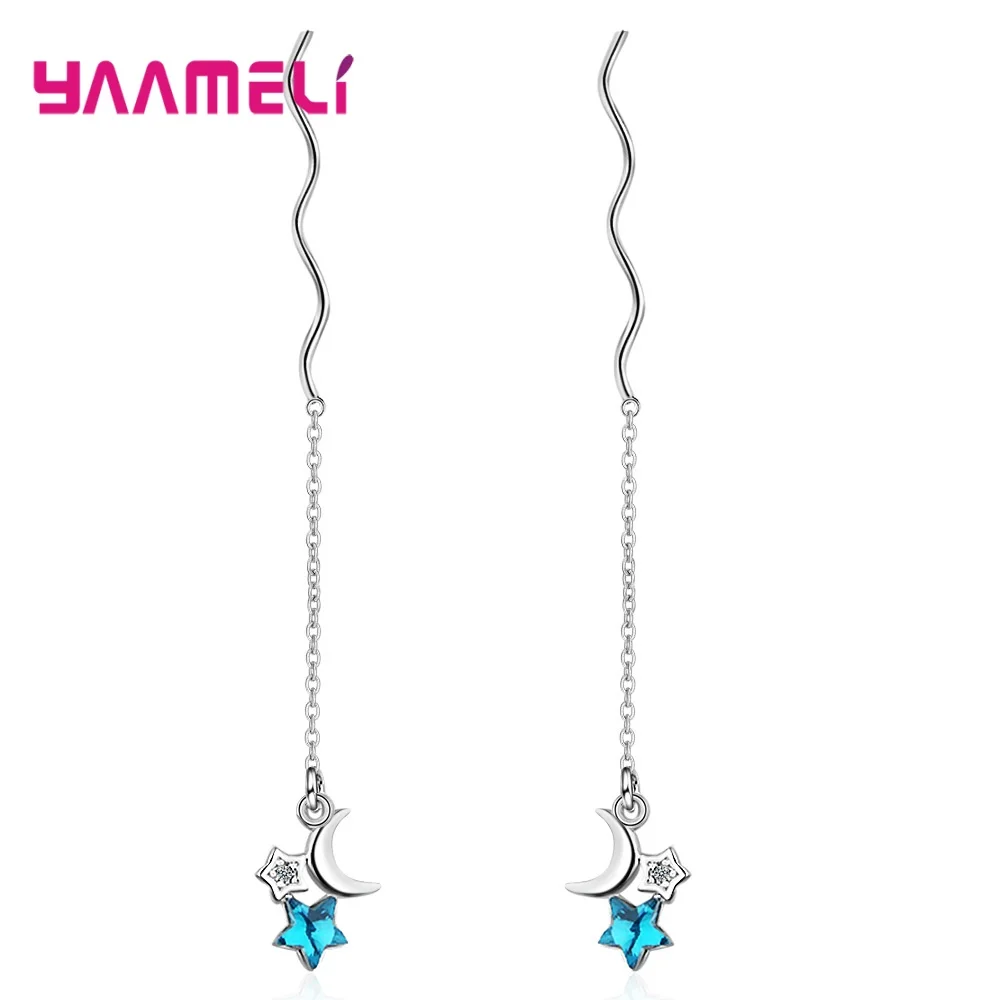925 Sterling Silver Prevent Allergy Earrings & Ear Brincos Jewelry Blue Pentagonal Star Moon Wedding Bridal Accessories
925 Sterling Silver Prevent Allergy Earrings & Ear Brincos Jewelry Blue Pentagonal Star Moon Wedding Bridal Accessories