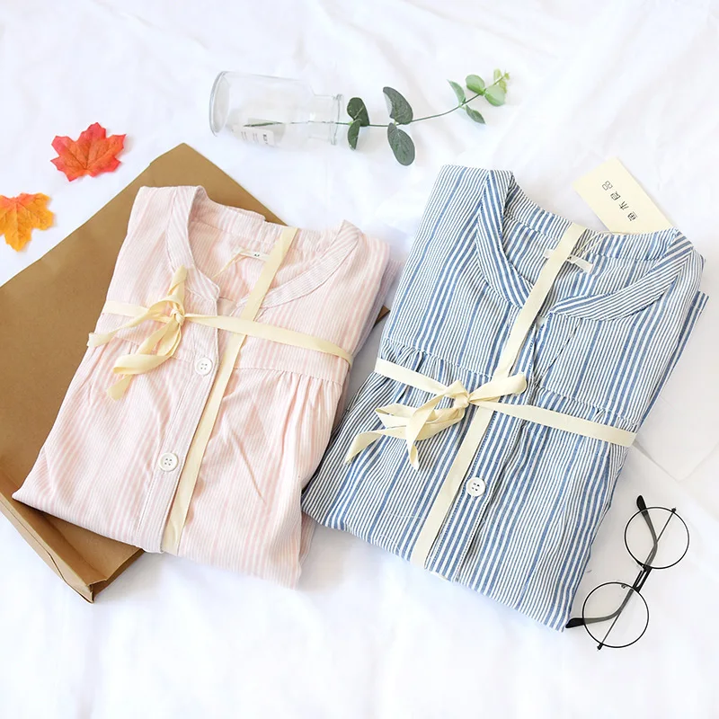 Fdfklak Cotton Sleepwear Women's Home Pajamas Long Sleeve Nightwear Pyjamas Spring Autumn Female Pajamas Set Pijamas Mujer
Fdfklak Cotton Sleepwear Women's Home Pajamas Long Sleeve Nightwear Pyjamas Spring Autumn Female Pajamas Set Pijamas Mujer