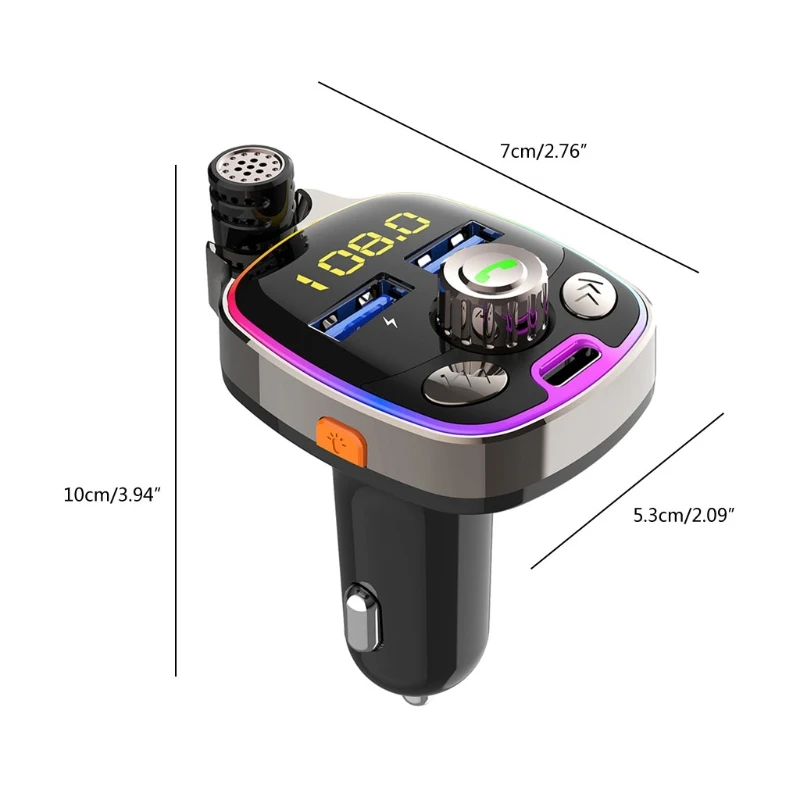 A5KD Colorful FM Transmitter Bluetooth-compatible Car Modulator USB Charinging Call Answeing Hanging Up with Microphone
A5KD Colorful FM Transmitter Bluetooth-compatible Car Modulator USB Charinging Call Answeing Hanging Up with Microphone