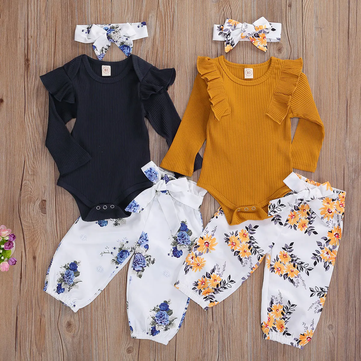 Baby Spring Autumn Clothing 0-24M Newborn Girls Boys Clothes Sets Ruffles Long Sleeve Romper Tops Flowers Pants Headband
Baby Spring Autumn Clothing 0-24M Newborn Girls Boys Clothes Sets Ruffles Long Sleeve Romper Tops Flowers Pants Headband