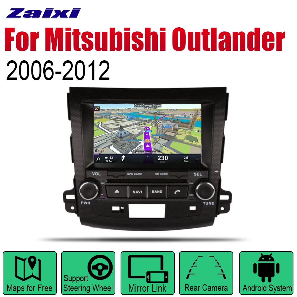 Автомобильный DVD GPS навигатор ZaiXi Android для Mitsubishi Outlander 2006 ~ 2012 проигрыватель с