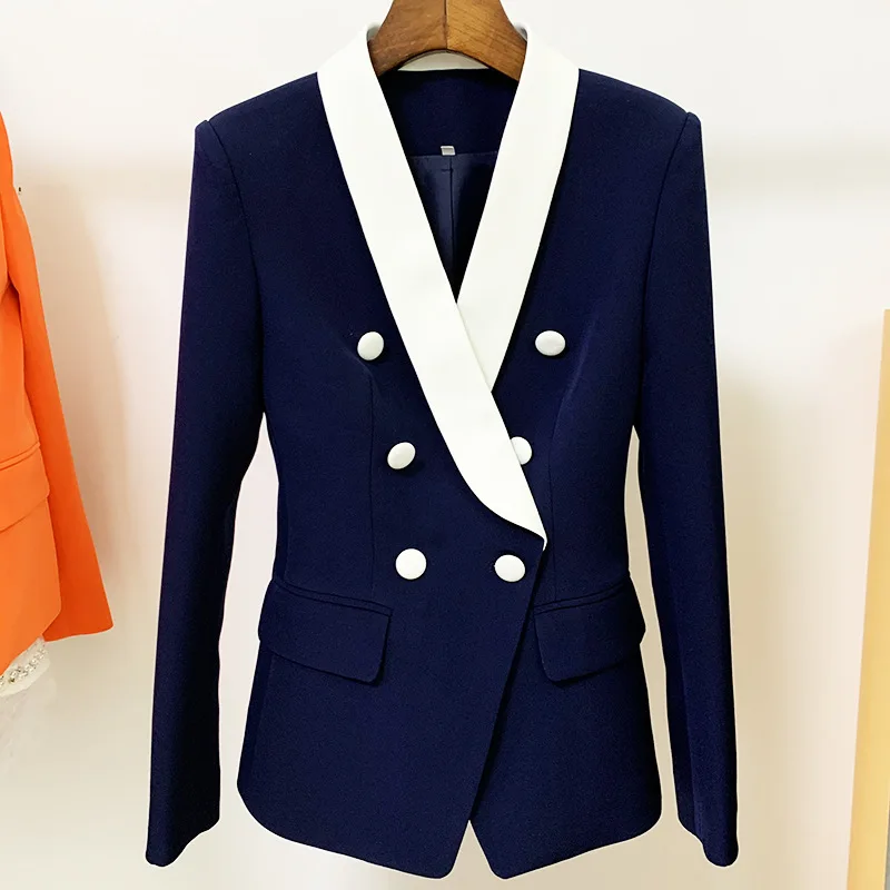 High Quality Casual Women Blazer Tops 2021 Spring New Solid Shawl Collar Metal Button Double Breasted Slim Fashion Ladies Coats
High Quality Casual Women Blazer Tops 2021 Spring New Solid Shawl Collar Metal Button Double Breasted Slim Fashion Ladies Coats