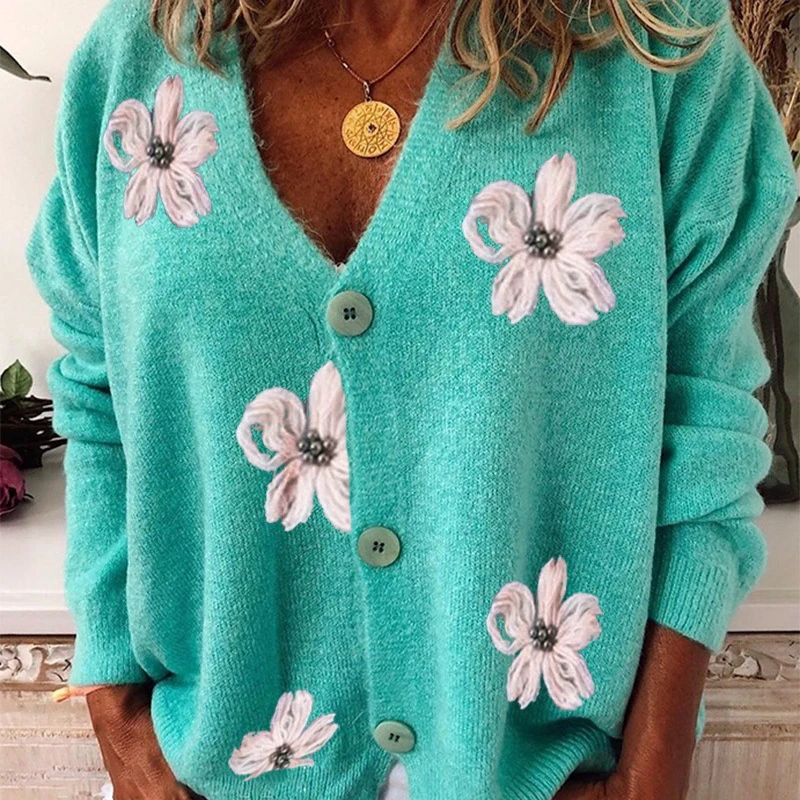 Winter Long Sleeve Office Lady Cardigan Tops Vintage Embroidery Flower Women Sweater Autumn Casual V Neck Button Knitted Sweater
Winter Long Sleeve Office Lady Cardigan Tops Vintage Embroidery Flower Women Sweater Autumn Casual V Neck Button Knitted Sweater