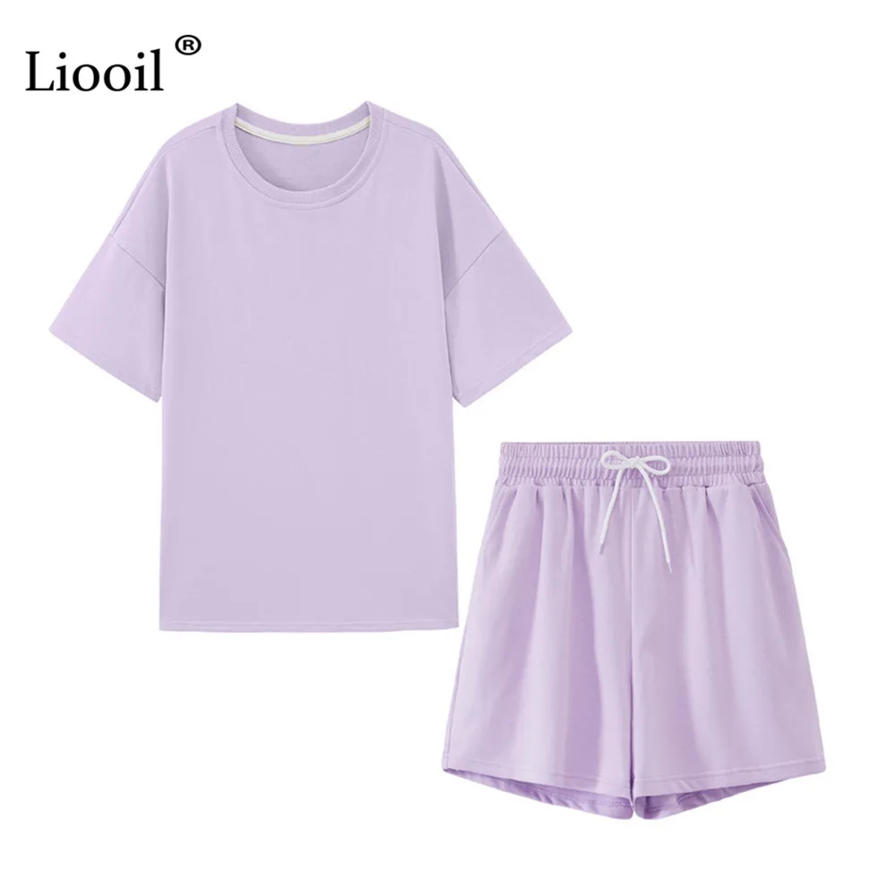 Liooil Two Piece Sets T Shirt And Shorts Women 2021 Summer Short Sleeve O Neck Straight Leg With Pockets Ladies Casual Outfits
Liooil Two Piece Sets T Shirt And Shorts Women 2021 Summer Short Sleeve O Neck Straight Leg With Pockets Ladies Casual Outfits
