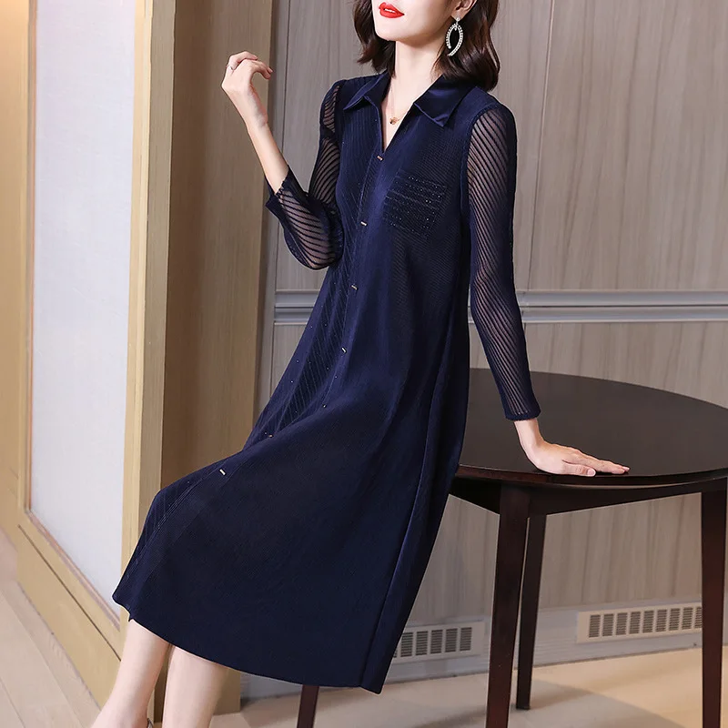Mom Fashion Pleated Long Sleeve Dress Autumn Dress 2021 New Femininity Aging Large Women's Dress
Mom Fashion Pleated Long Sleeve Dress Autumn Dress 2021 New Femininity Aging Large Women's Dress