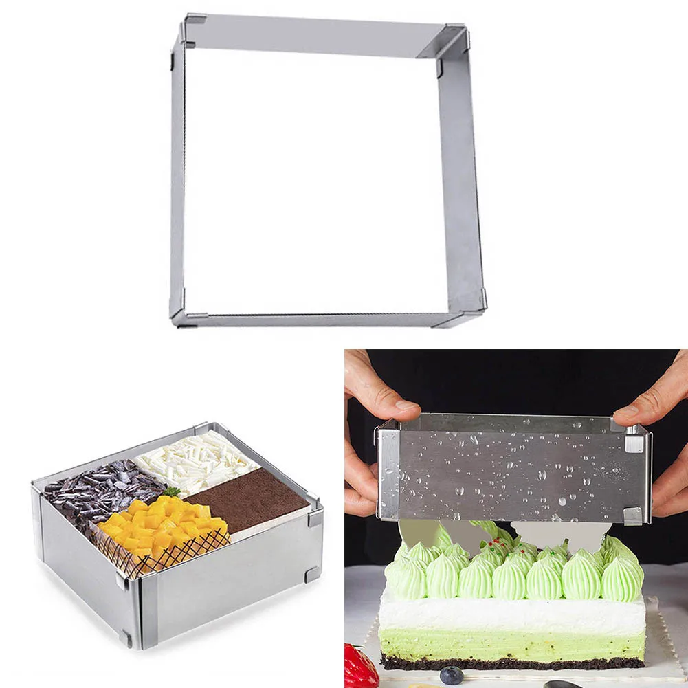 Adjustable Mousse Ring Square Cake Ring Mold Border Paste Film Stainless Steel Baking Dessert Ring Cake Tool Kitchen Accessorie
Adjustable Mousse Ring Square Cake Ring Mold Border Paste Film Stainless Steel Baking Dessert Ring Cake Tool Kitchen Accessorie