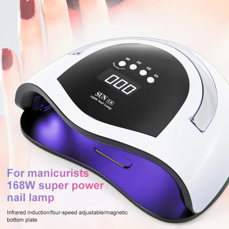 168W Manicure Nail Lamp Device Smart Sensor Phototherapy Lamp Quick-drying Nail Lamp Beauty Nail Art Makeup Equipment For Home
168W Manicure Nail Lamp Device Smart Sensor Phototherapy Lamp Quick-drying Nail Lamp Beauty Nail Art Makeup Equipment For Home
