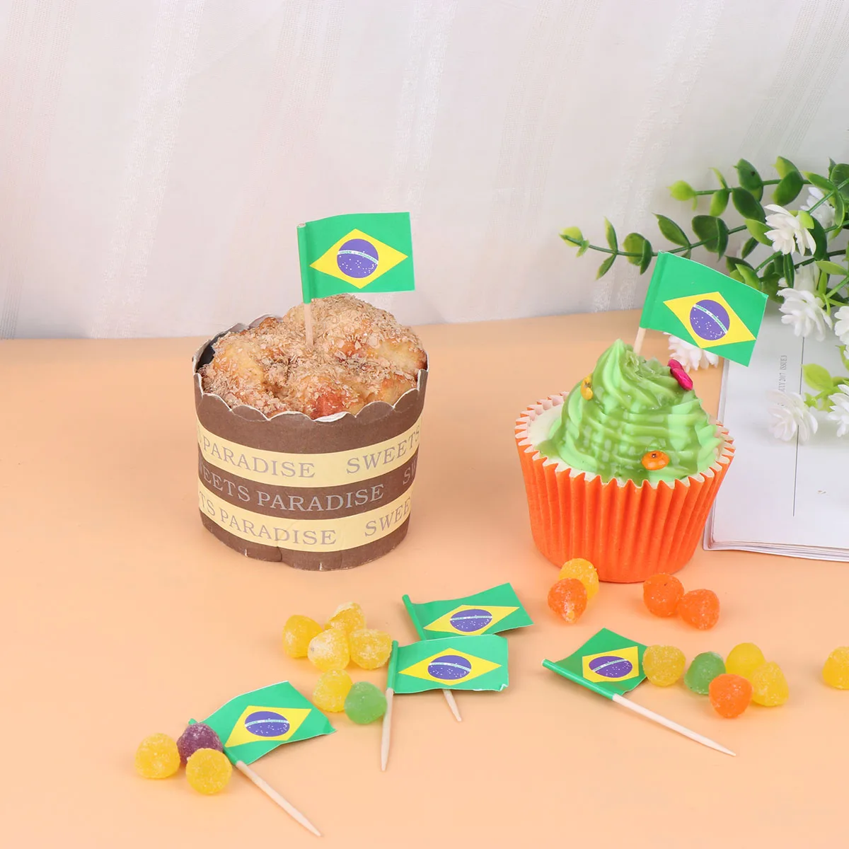 100 шт. Бразилия национальный флаг дизайн торт фигурки жениха и невесты Cucpake