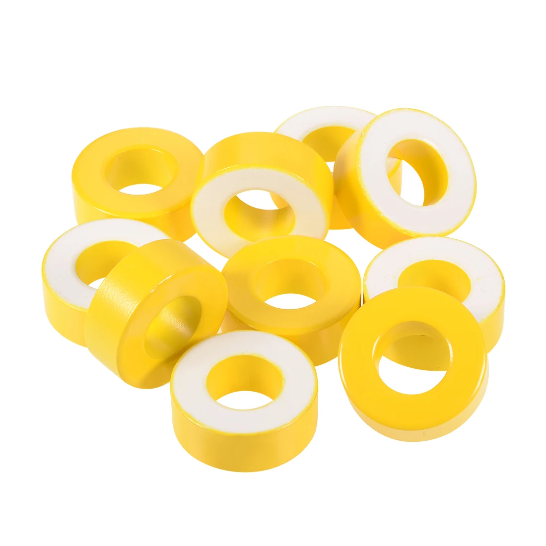 

uxcell 10pcs 23.8x 47.2 x 18.3mm Ferrite Ring Iron Powder Toroid Cores Yellow White