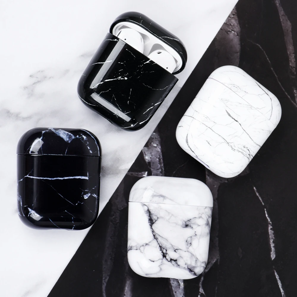 Чехлы для Apple AirPods 2 наушники с мраморным узором жесткие ПК чехол коробка Модный
