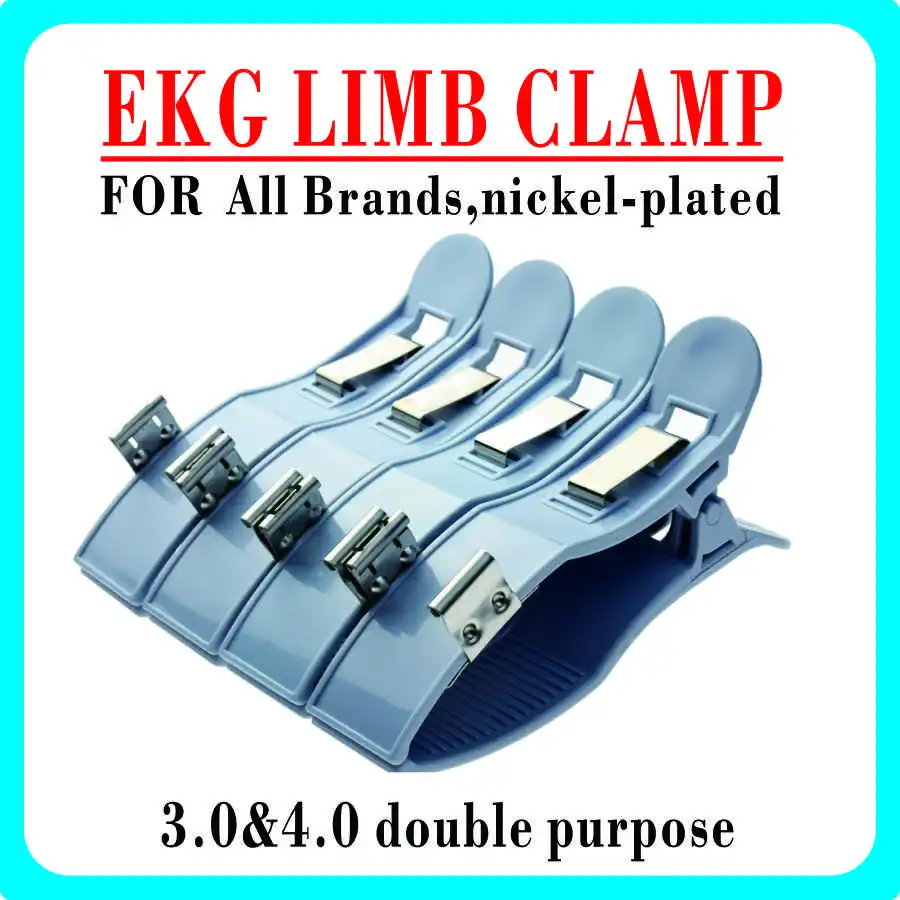 

07 Nickel-plated EKG clamp,3.0&4.0 double purpose,bule col All Brands, electrocardiograph EKG machine,ECG accessories