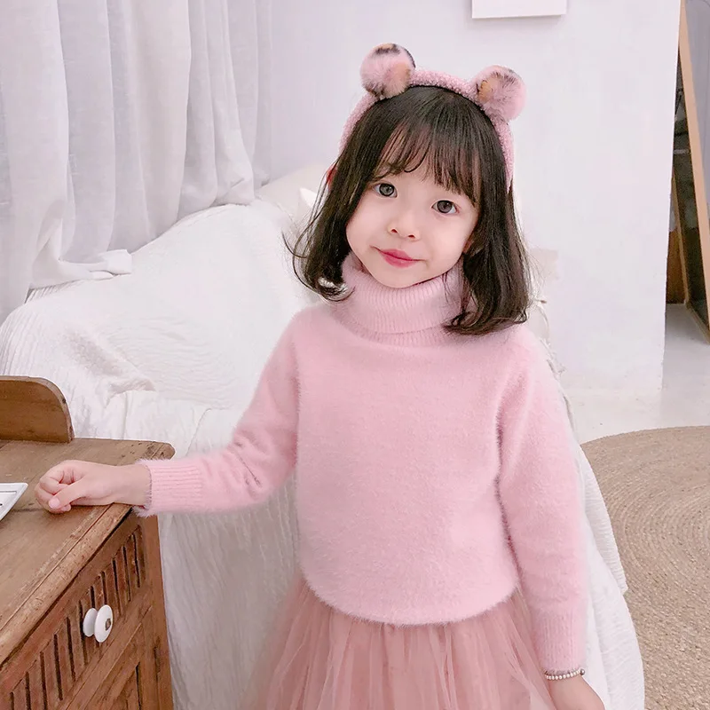 Свитер для маленьких девочек из искусственной норки и кашемира зимняя одежда 2019