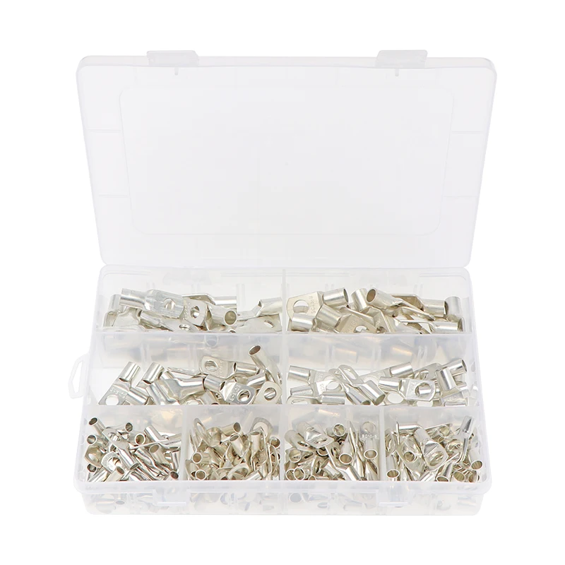 

240pcs Tinned Copper Tube Wire Ring Crimp Terminals Lug Battery Welding Bare Terminal Electrical Wire Connectors Terminator Kit