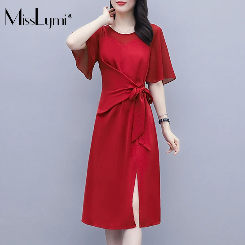 L-5XL Plus Size High Quality Ladies Fashion Bandage Dress Red Summer 2021 Casual Loose Flare Sleeve Women Split Fork Long Dress
L-5XL Plus Size High Quality Ladies Fashion Bandage Dress Red Summer 2021 Casual Loose Flare Sleeve Women Split Fork Long Dress