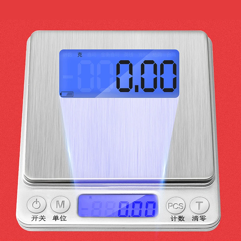 500 / 0.01g 1kg / 2kg / 3000g / 0.1g LCD Mini Electronic Digital Scale Jewelry Weighing Scale Portable For Gold Silver Weighing
500 / 0.01g 1kg / 2kg / 3000g / 0.1g LCD Mini Electronic Digital Scale Jewelry Weighing Scale Portable For Gold Silver Weighing