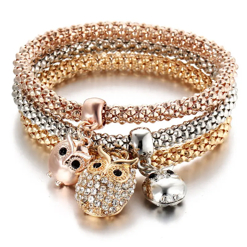 Three Layer Animal Owl Crystal Heart Bracelet Bangle Gold color Female Rhinestone Bracelet Jewelry Valentine's Day Gift
Three Layer Animal Owl Crystal Heart Bracelet Bangle Gold color Female Rhinestone Bracelet Jewelry Valentine's Day Gift
