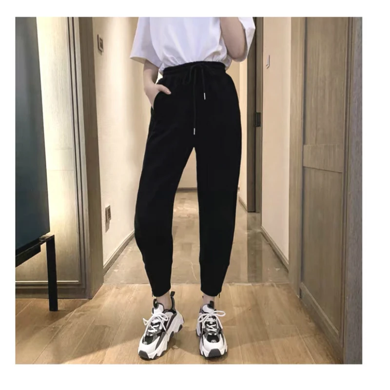 High Waist Pencil Pants Women Sport Ankle-length Trousers Loose Fit Side Long Zippers Design Pockets Lace-up Korean Style 2020
High Waist Pencil Pants Women Sport Ankle-length Trousers Loose Fit Side Long Zippers Design Pockets Lace-up Korean Style 2020