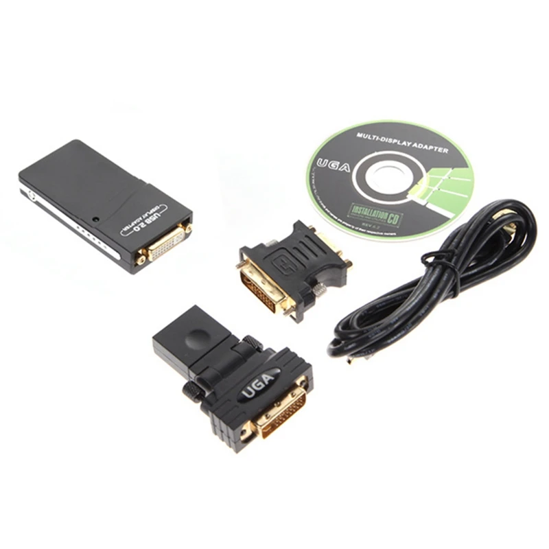 

USB 2.0 UGA to VGA/DVI/HDMI HD 1920X1080 Video Image Adapter for Multiple Display Monitors Converter And PC