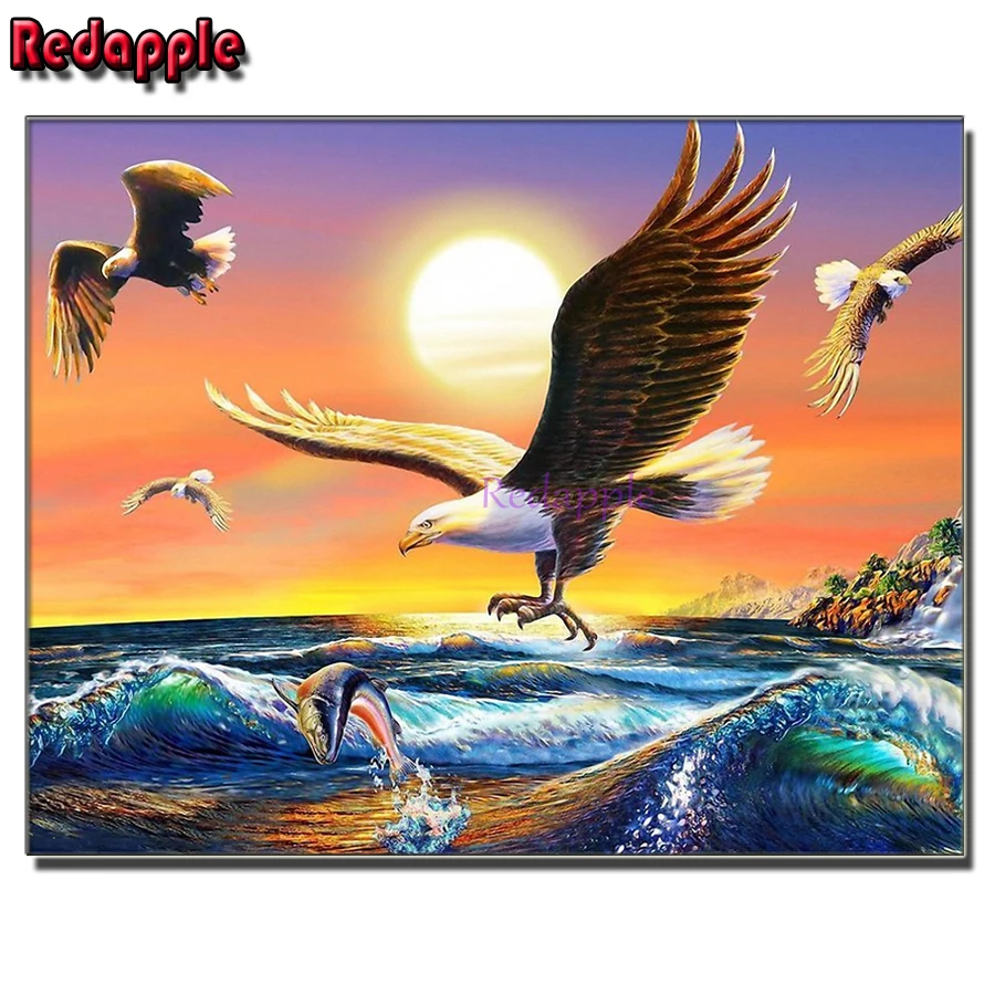 

5D DIY Diamond Painting sunset Eagle Craft Kit Full Square Drill Diamond Embroidery Animal Pictures Of Rhinestones Handmade Gift