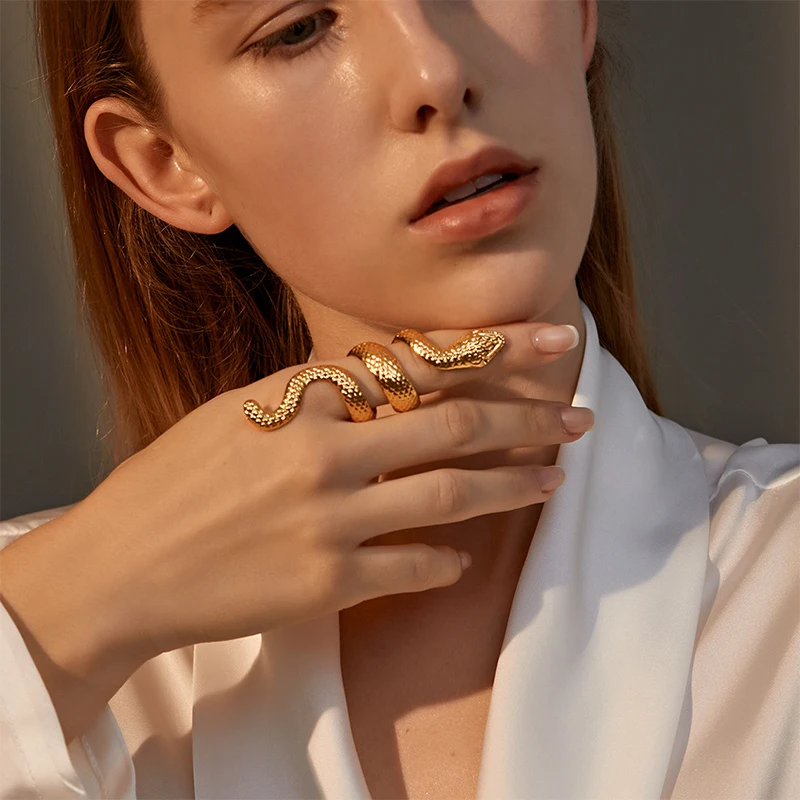 European and American Snake Ring Cobra Shaped Retro Punk Exaggerated Spirit Open Ring Temperament Adjustable Jewelry
European and American Snake Ring Cobra Shaped Retro Punk Exaggerated Spirit Open Ring Temperament Adjustable Jewelry