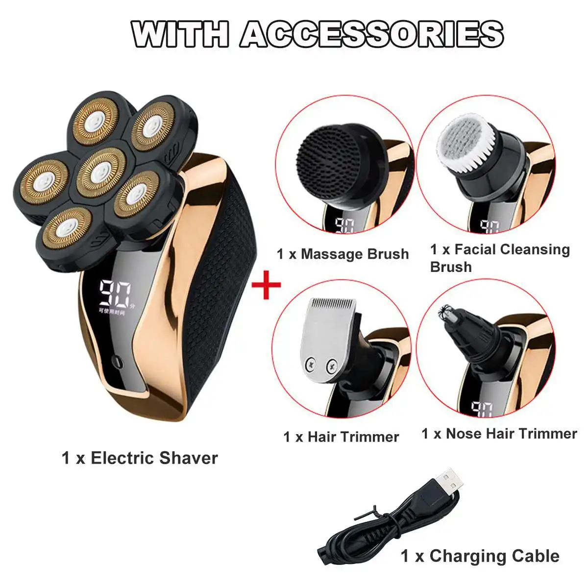 NEW 6D Electric Shaver Beard Hair Trimmer Electric Razor Rechargeable Bald Shaving Machine LCD Display Shaver Set for Men
NEW 6D Electric Shaver Beard Hair Trimmer Electric Razor Rechargeable Bald Shaving Machine LCD Display Shaver Set for Men