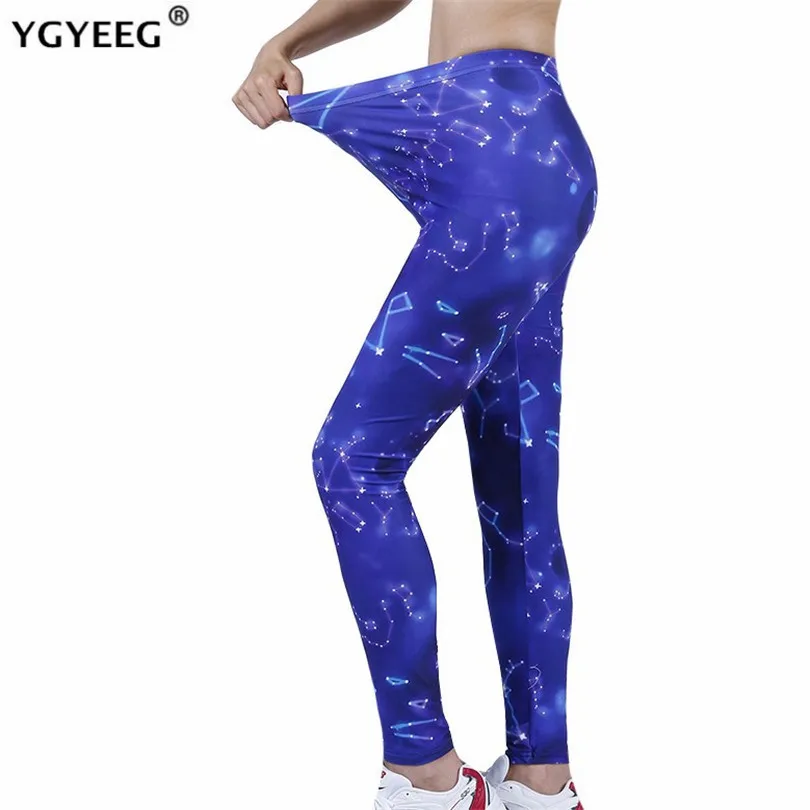 

YGYEEG Women Yoga Pants Stretchy Gym Tights High Waist Sport Leggings Running Elastic Knitted Sapphire Star Ankle-Length Bottom