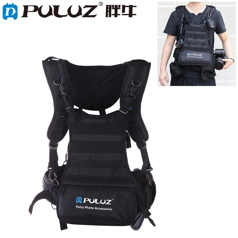 

PULUZ Multi-functional Bundle Double Shoulders Padded Strap Waist Belt Holder Holster for Canon Nikon Sony SLR / DSLR Cameras