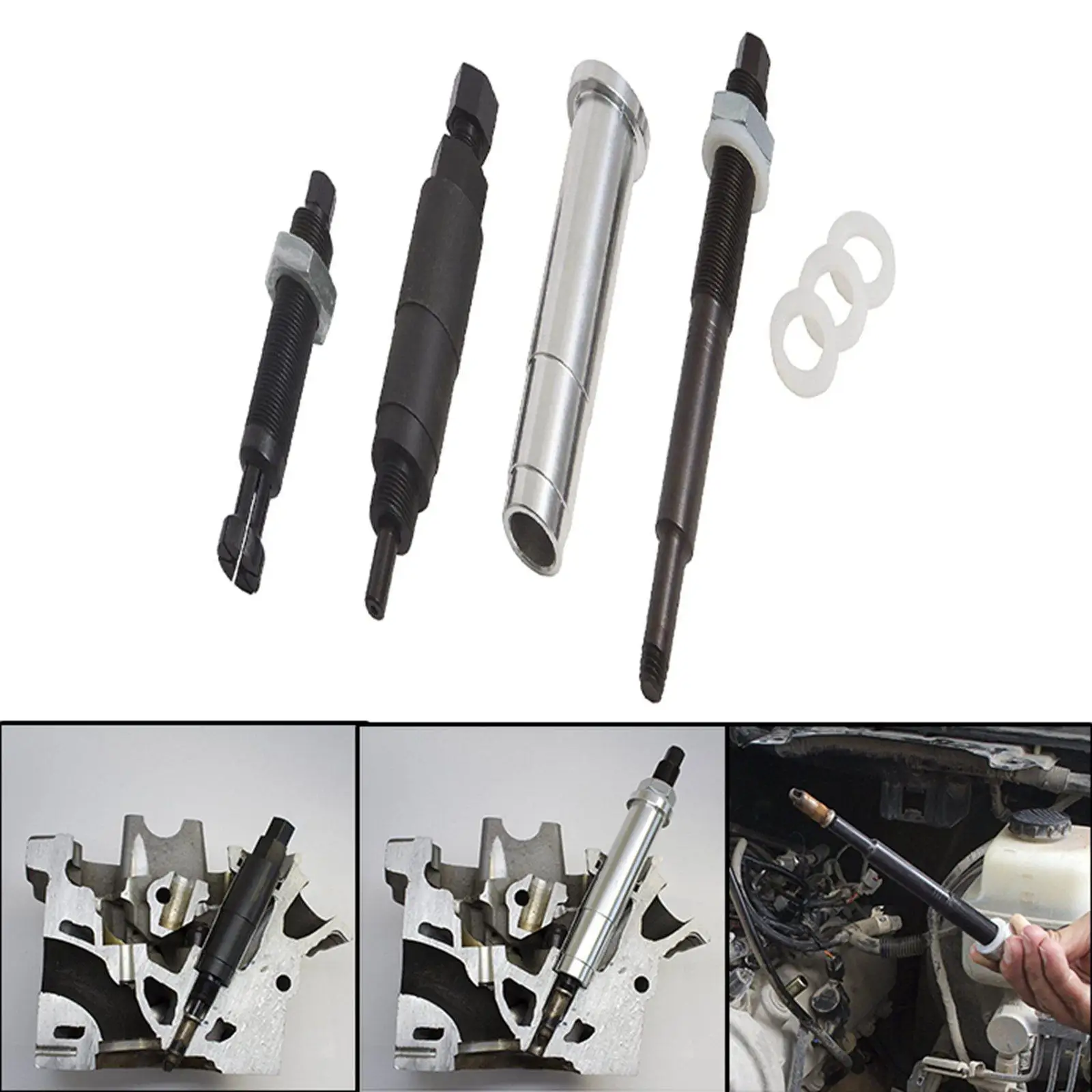 

Broken Spark Plug Remover Kit Porcelain Pusher Repair Puller Accessory Tool Extracting Manual Kit Lisle 65700 for Ford 3V Engine