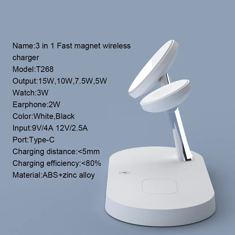 3 в 1 беспроводная зарядная станция для iPhone 13 11 12X8 Samsung Apple Watch Macsafe Airpods Pro iWatch 7-1 |