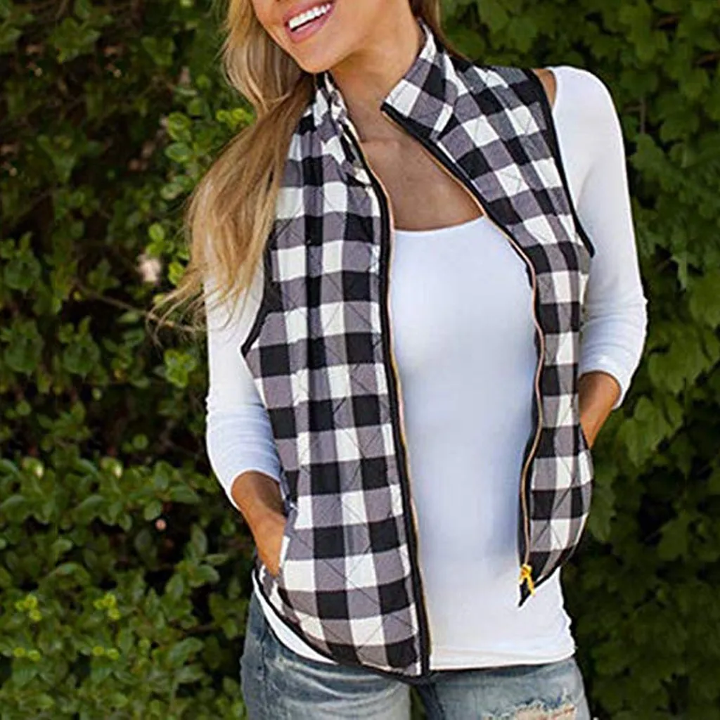 Womens Winter Vest Jacket High Quality Plaid Open Front Color Block Lapel Sleeveless Pockets Vest Cardigan Fashion Female Coats
Womens Winter Vest Jacket High Quality Plaid Open Front Color Block Lapel Sleeveless Pockets Vest Cardigan Fashion Female Coats