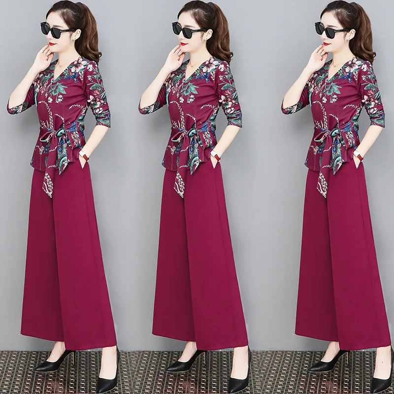 Spring Summer Chiffon Floral Print Two Piece Sets Women Blouses And Wide Leg Pants Suits Elegant Boho Mother Lady Outfit Clothes
Spring Summer Chiffon Floral Print Two Piece Sets Women Blouses And Wide Leg Pants Suits Elegant Boho Mother Lady Outfit Clothes