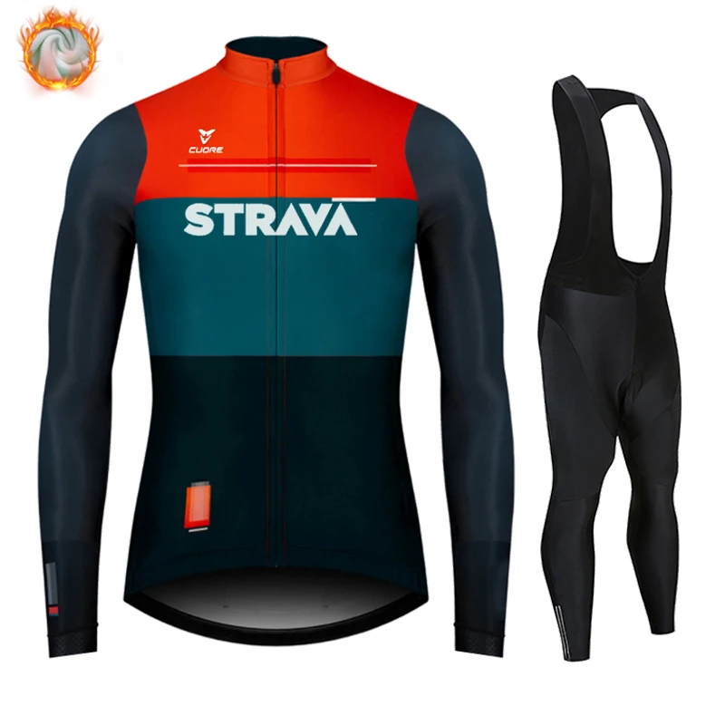 

Зимняя велосипедная Джерси STRAVA 2021, теплая флисовая одежда для велоспорта, топы, велосипедная одежда для горных велосипедов, Мужская одежда ...